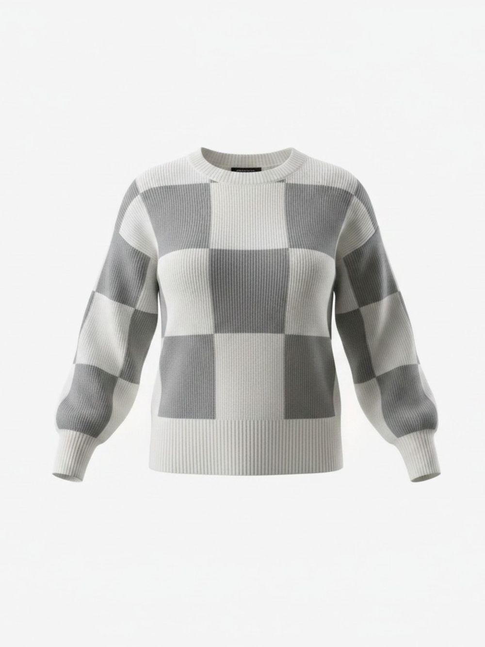 moon & madison Gray and White Checker Knit Sweater